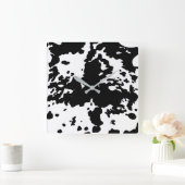 Landkuh Muster Schwarz-Weiß Quadratische Wanduhr (Zuhause)