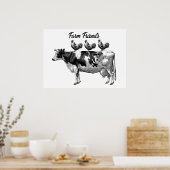 Landkuh und Roosters Vintage Poster (Küche)
