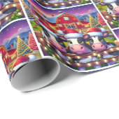 Landkühe auf dem Bauernhof Weihnachten Geschenkpapier (Rolleneckpunkt)