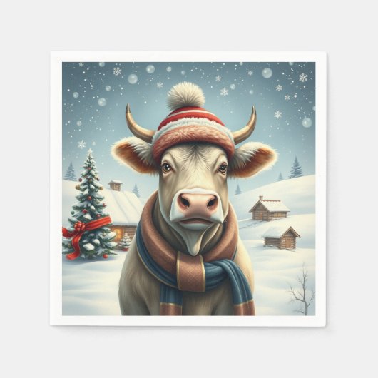 Landkühe in Preppy Winter Attraktion und Hat Winte Serviette (Vorderseite)
