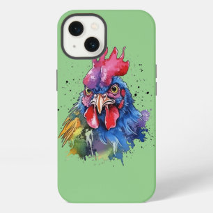 Landleben Hahn im Wasserfarbenstil iPhone 13 Hülle