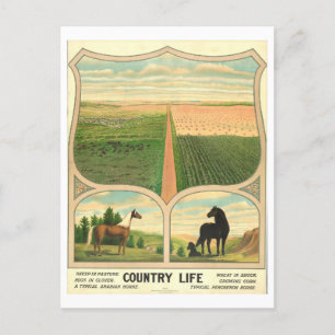 Landleben Landwirtschaftliche Vintage-Lithografie- Postkarte