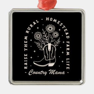 Landleben Mama Mom Cowgirl Western Zitate schwarz Ornament Aus Metall