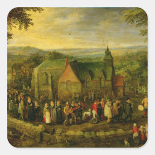 Landleben mit einer Hochzeitslandschaft Quadratischer Aufkleber