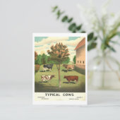 Landleben "typische Kühe" Vintager Lithograph Postkarte (Stehend Vorderseite)