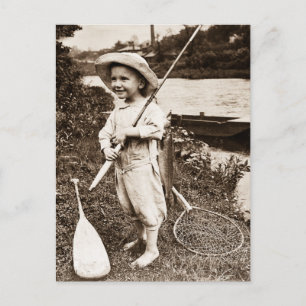 Landleben Vintage Angeln auf dem Mississippi Postkarte