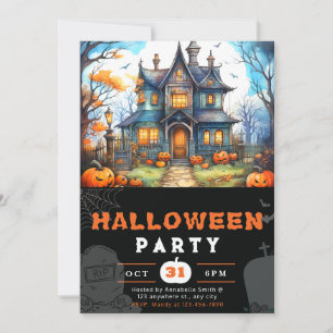 Landleihen Kürbislaternen Schwarzes Halloween Einladung