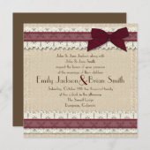 Landleinwandburgunder-Bandhochzeitseinladungen Einladung (Vorne/Hinten)