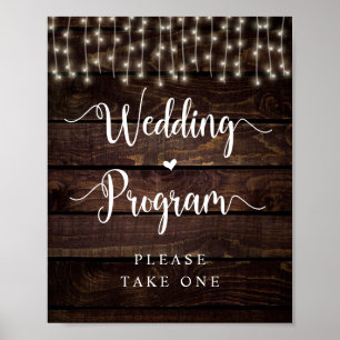 Landleuchten aus dunklem Holz, Hochzeitsprogramm Poster