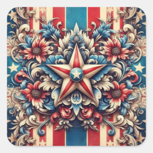ländlich/antik USA/patriotisch Quadratischer Aufkleber