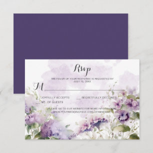 Ländlich-Boho-Lavendel-Lila-Blumenhochzeit RSVP Karte