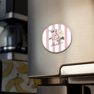 Ländlich-chic rosa gestreifter Rosenstrauß mit Mon Magnet