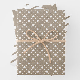 Ländlich-chic-weiß auf braunem Kraftpapier-Imitat Geschenkpapier Set