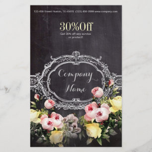 ländlich elegante vintage botanische Kreidetafel f Flyer