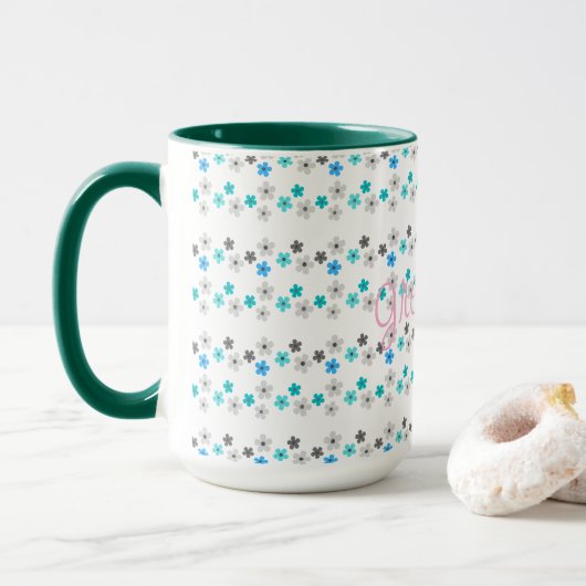 Ländlich moderne Blumenmuster Tasse (Mit Donut)