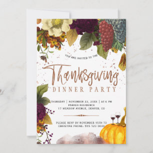 Ländlich moderne Erntedank-Thanksgiving-Dinnerpart Einladung