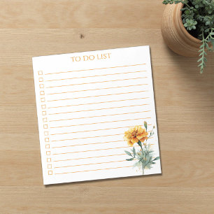 Ländlich Orange Tagetes To-Do-Liste Lehrer-Geschen Notizblock
