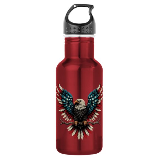 Ländlich patriotischer amerikanischer/USA-Weißkopf Edelstahlflasche (Vorderseite)