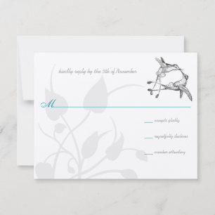 Ländlich Romantische Hummingbird-Kuss-Liebesvogel- RSVP Karte