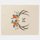 Ländlich-rustikale Blumen Geweih BOHO Fleecedecke (Vorderseite (Horizontal))