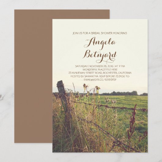 ländlich-rustikale Brautdusche Einladung (Vorne/Hinten)