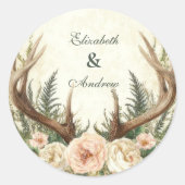 Ländlich-rüstikale Geweih-Waldlandschaft Runder Aufkleber (Vorderseite)