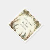Ländlich-rüstikale Geweih-Waldlandschaft Serviette (Ecke)