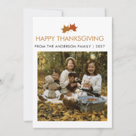 Ländliche Ahornblätter Thanksgiving-Familienfoto Feiertagskarte
