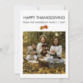 Ländliche Ahornblätter Thanksgiving-Familienfoto Feiertagskarte