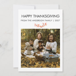 Ländliche Ahornblätter Thanksgiving-Familienfoto Feiertagskarte
