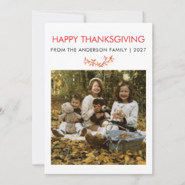 Ländliche Ahornblätter Thanksgiving-Familienfoto Feiertagskarte