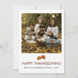 Ländliche Ahornblätter Thanksgiving-Familienfoto Feiertagskarte