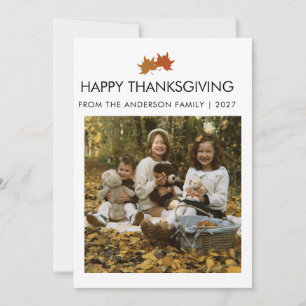 Ländliche Ahornblätter Thanksgiving-Familienfoto Feiertagskarte