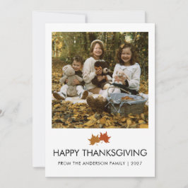 Ländliche Ahornblätter Thanksgiving-Familienfoto Feiertagskarte