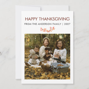 Ländliche Ahornblätter Thanksgiving-Familienfoto Feiertagskarte