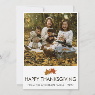 Ländliche Ahornblätter Thanksgiving-Familienfoto Feiertagskarte