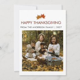 Ländliche Ahornblätter Thanksgiving-Familienfoto Feiertagskarte