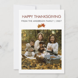 Ländliche Ahornblätter Thanksgiving-Familienfoto Feiertagskarte