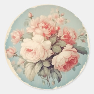Ländliche Anmut, Rosa Shabby Chic Runder Aufkleber
