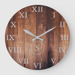 Ländliche, antike dunkle Holz-Römische Zahlen pers Große Wanduhr