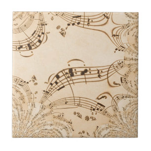 Ländliche antike Musiknoten Fliese