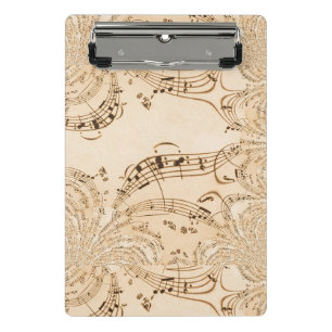 Ländliche antike Musiknoten Mini Klemmbrett