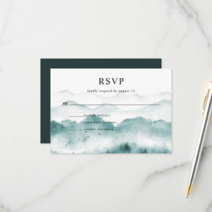 Ländliche Aquarell-Bergkiefern RSVP Karte