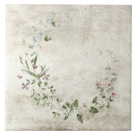 Ländliche Aquarell-Blumen Fliese (Vorderseite)