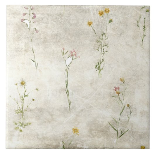 Ländliche Aquarell-Blumen Fliese (Vorderseite)