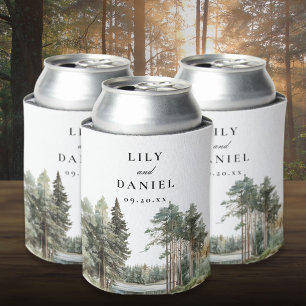Ländliche Aquarell-Seewald-Hochzeit Dosenkühler