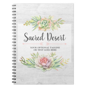 Ländliche Aquarell-Sukkulente Wüstenkaktus Boho Notizblock