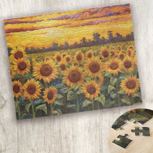 Ländliche Ästhetik Sonnenblumen Sonnenuntergang Puzzle