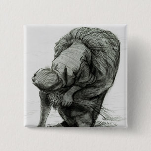 Ländliche auflesende Frau Vincent van Goghs  , Button