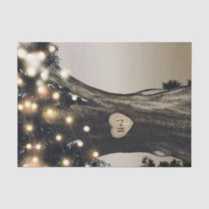 Ländliche Baum- und Lichterhochzeit in einer moder Seidenpapier